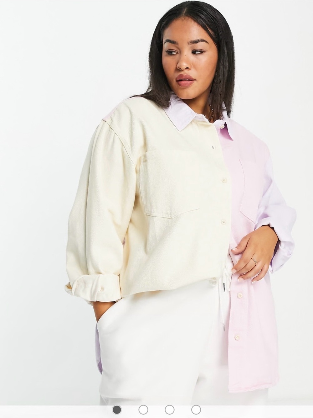 Missguided pastel pink yellow & purple colorblock button up shirt Size 18